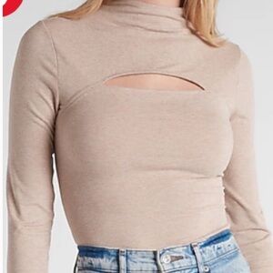 Express Body Contour Long Sleeve Turtle Neck with Keyhole Front NEW
